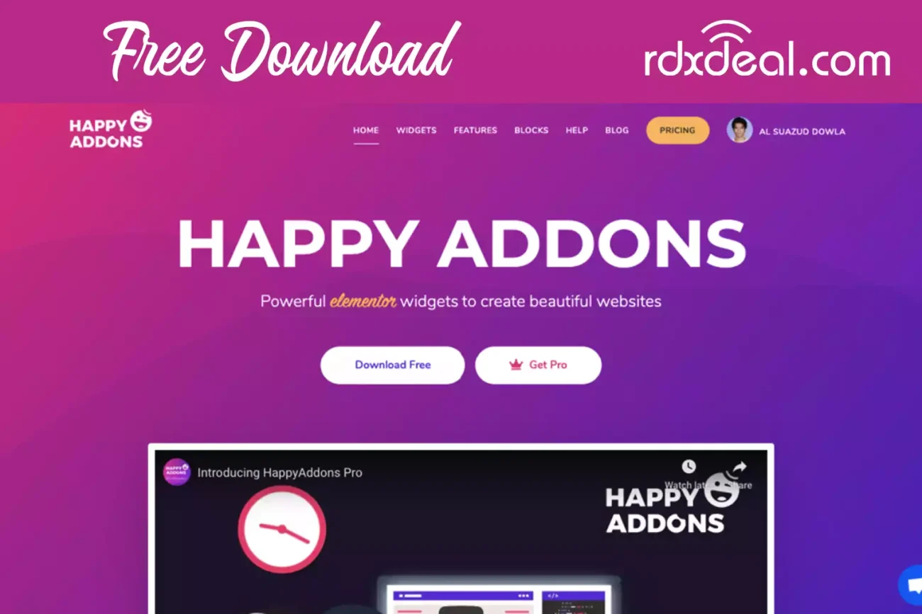 Happy Addons Pro premium plugin for Elementor Free Download